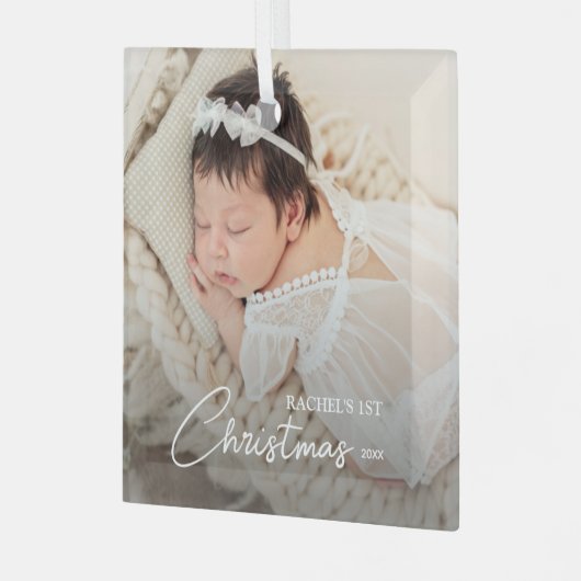 Baby's eerste kerstfoto glas ornament (Voorkant links)