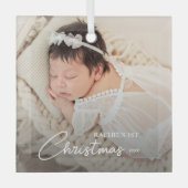 Baby's eerste kerstfoto glas ornament (Voorkant)