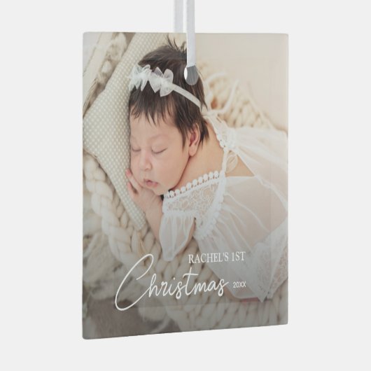 Baby's eerste kerstfoto glas ornament (Voorkant Rechts)