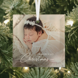 Baby's eerste kerstfoto glas ornament