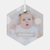 Baby's eerste kerstfoto glas ornament (Voorkant)