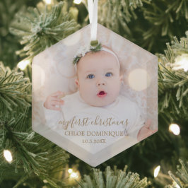 Baby's eerste kerstfoto glas ornament