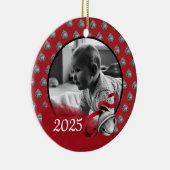 Baby's eerste kerstfoto hanger keramisch ornament (Rechts)