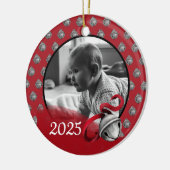 Baby's eerste kerstfoto hanger keramisch ornament (Links)
