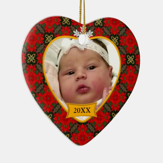 Baby's eerste kerstfoto Keepasjessieraad Keramisch Ornament (Rechts)