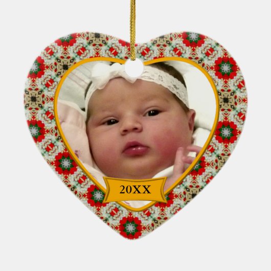 Baby's eerste kerstfoto Keepasjessieraad Keramisch Ornament (Achterkant)