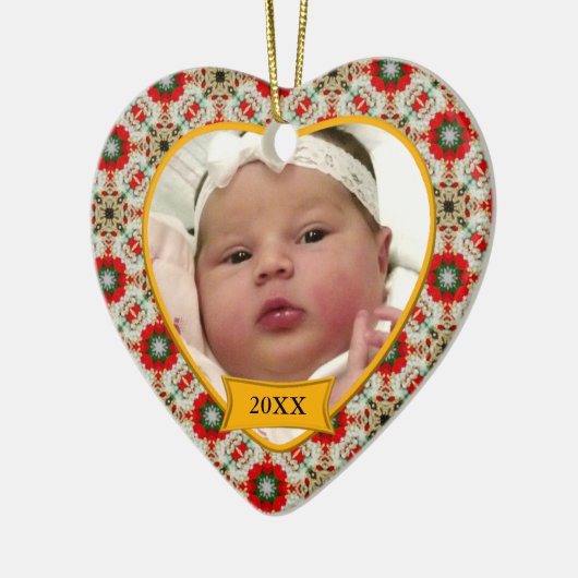 Baby's eerste kerstfoto Keepasjessieraad Keramisch Ornament (Links)