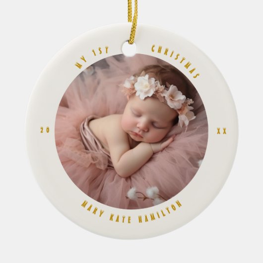 Baby's eerste kerstfoto Keepomwille Keramisch Ornament (Voorkant)