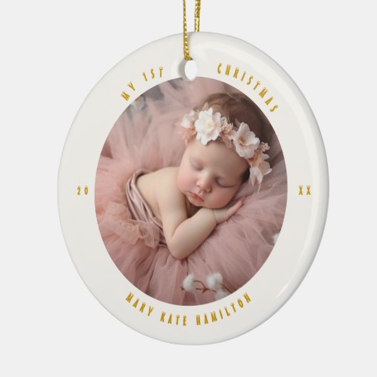 Baby's eerste kerstfoto Keepomwille Keramisch Ornament (Links)