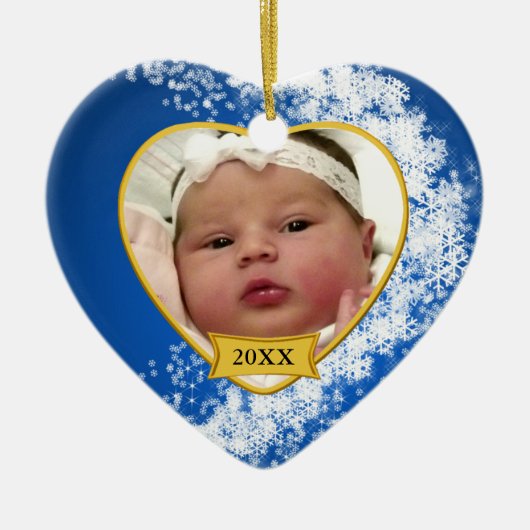 Baby's eerste kerstfoto Keepomwille Keramisch Ornament (Voorkant)