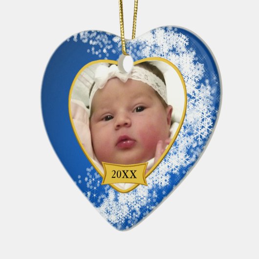Baby's eerste kerstfoto Keepomwille Keramisch Ornament (Links)