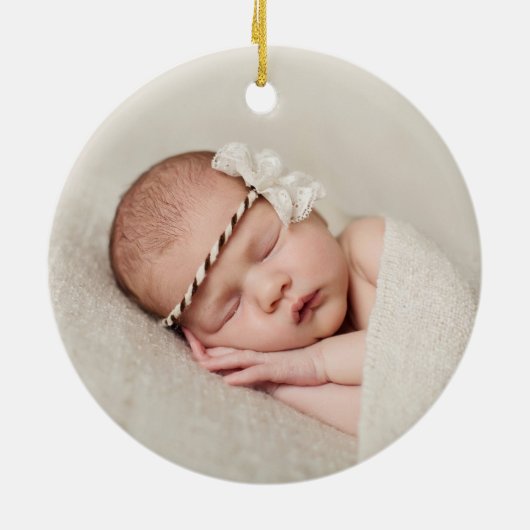 Baby's eerste kerstfoto Keepomwille Keramisch Ornament (Achterkant)