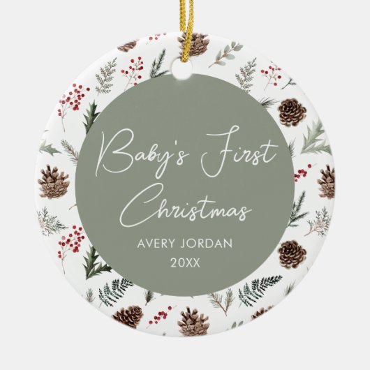 Baby's eerste kerstfoto Keepomwille Keramisch Ornament (Voorkant)