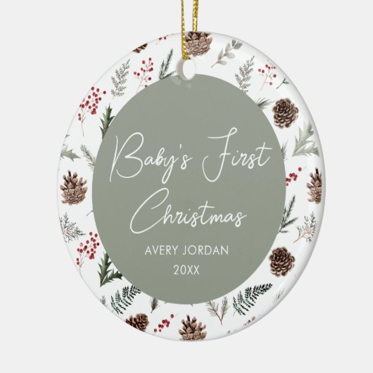 Baby's eerste kerstfoto Keepomwille Keramisch Ornament (Links)