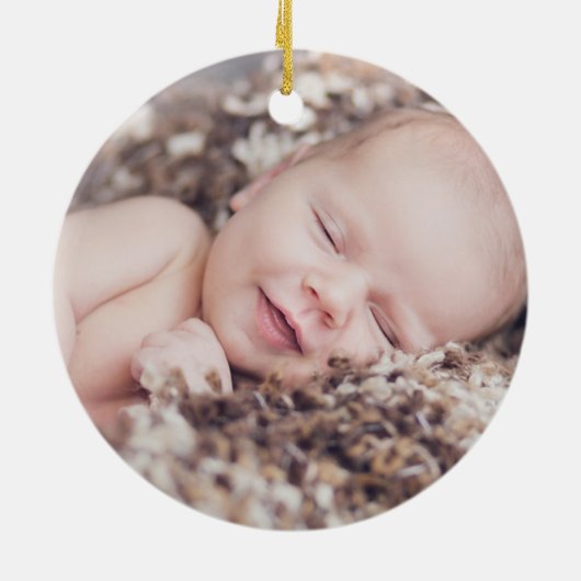 Baby's eerste kerstfoto Keepomwille Keramisch Ornament (Achterkant)