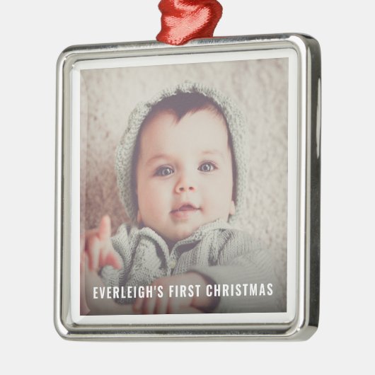 Baby's eerste kerstfoto Keepomwille Metalen Ornament (Links)
