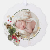 Baby's eerste kerstfoto Keepomwille Ornament Kaart (Voorkant)