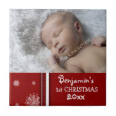 Baby's eerste kerstfoto Keepomwille Tile Tegeltje (Voorkant)