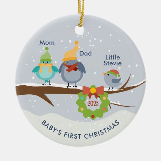 Baby's eerste  kerstfoto keramisch ornament (Voorkant)