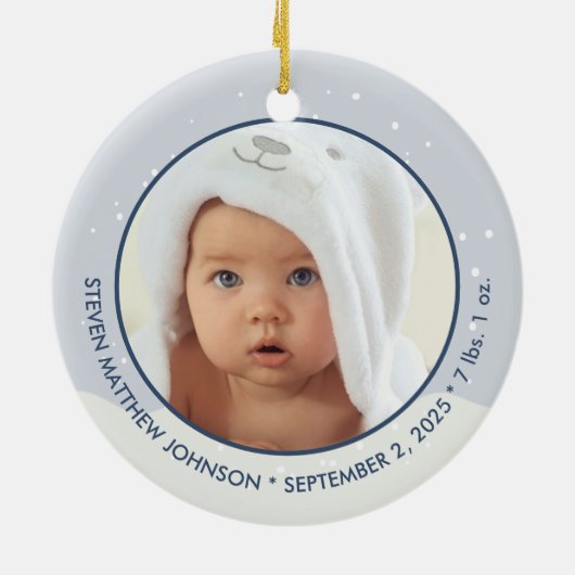 Baby's eerste  kerstfoto keramisch ornament (Achterkant)