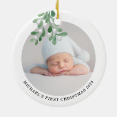 Baby's eerste kerstfoto keramisch ornament (Achterkant)