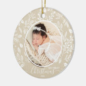 Baby's eerste kerstfoto keramisch ornament (Links)