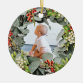 Baby's eerste kerstfoto keramisch ornament (Voorkant)