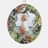Baby's eerste kerstfoto keramisch ornament (Links)
