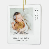 Baby's eerste kerstfoto keramisch ornament (Links)