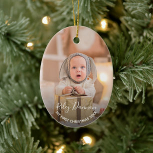 Baby's eerste kerstfoto keramisch ornament