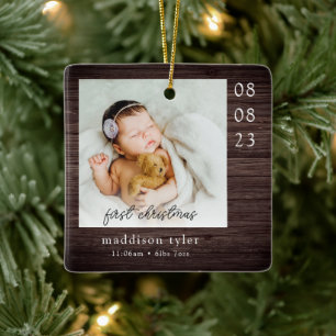 Baby's eerste kerstfoto keramisch ornament