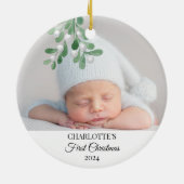 Baby's eerste kerstfoto keramisch ornament (Achterkant)