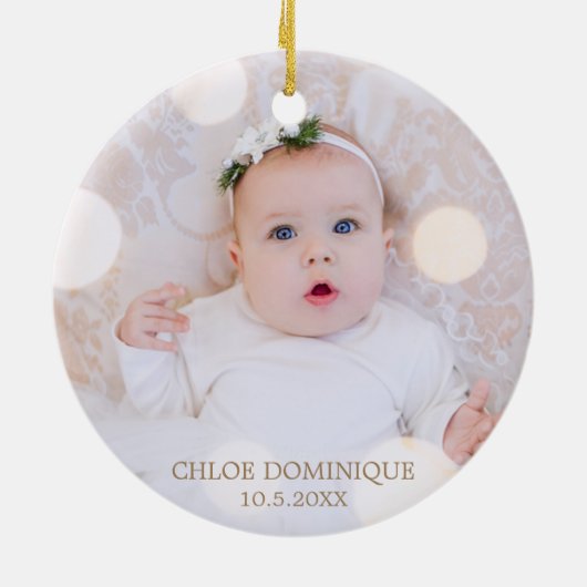 Baby's eerste kerstfoto keramisch ornament (Achterkant)