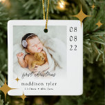 Baby's eerste kerstfoto keramisch ornament<br><div class="desc">Een moderne foto-keepslag</div>