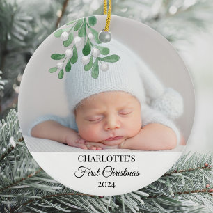 Baby's eerste kerstfoto keramisch ornament