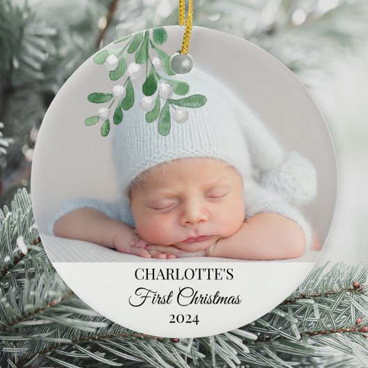 Baby's eerste kerstfoto keramisch ornament