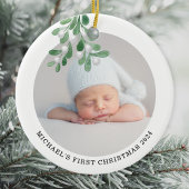 Baby's eerste kerstfoto keramisch ornament