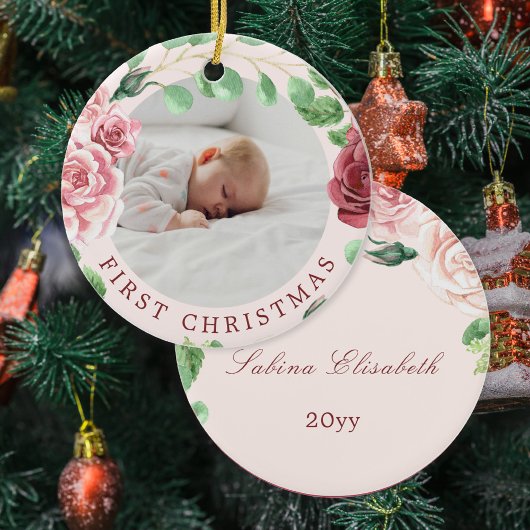 Baby's eerste kerstfoto keramisch ornament