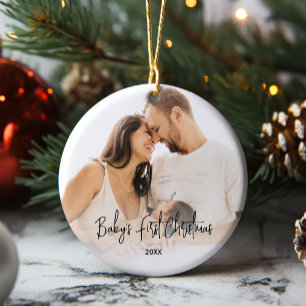 Baby's eerste kerstfoto keramisch ornament