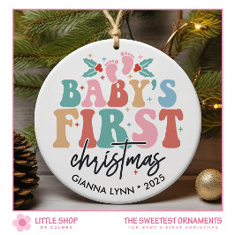 Baby's eerste  kerstfoto keramisch ornament
