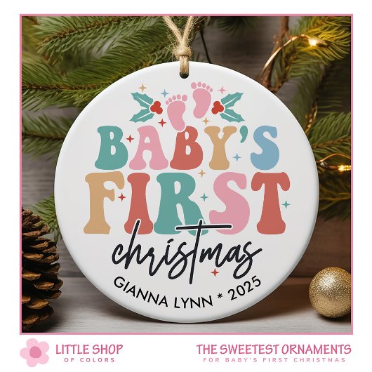 Baby's eerste  kerstfoto keramisch ornament