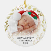 Baby's eerste kerstfoto keramisch ornament (Achterkant)