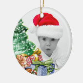 Baby's eerste kerstfoto keramisch ornament (Links)