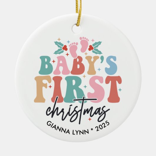 Baby's eerste  kerstfoto keramisch ornament (Voorkant)