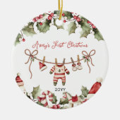 Baby's eerste kerstfoto keramisch ornament (Voorkant)