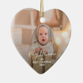 Baby's eerste kerstfoto keramisch ornament (Rechts)