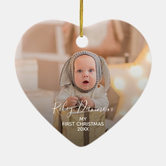 Baby's eerste kerstfoto keramisch ornament (Achterkant)