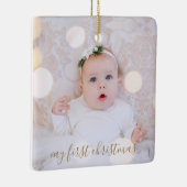 Baby's eerste kerstfoto keramisch ornament (Rechts)