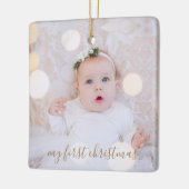 Baby's eerste kerstfoto keramisch ornament (Links)