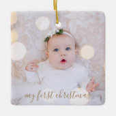 Baby's eerste kerstfoto keramisch ornament (Voorkant)